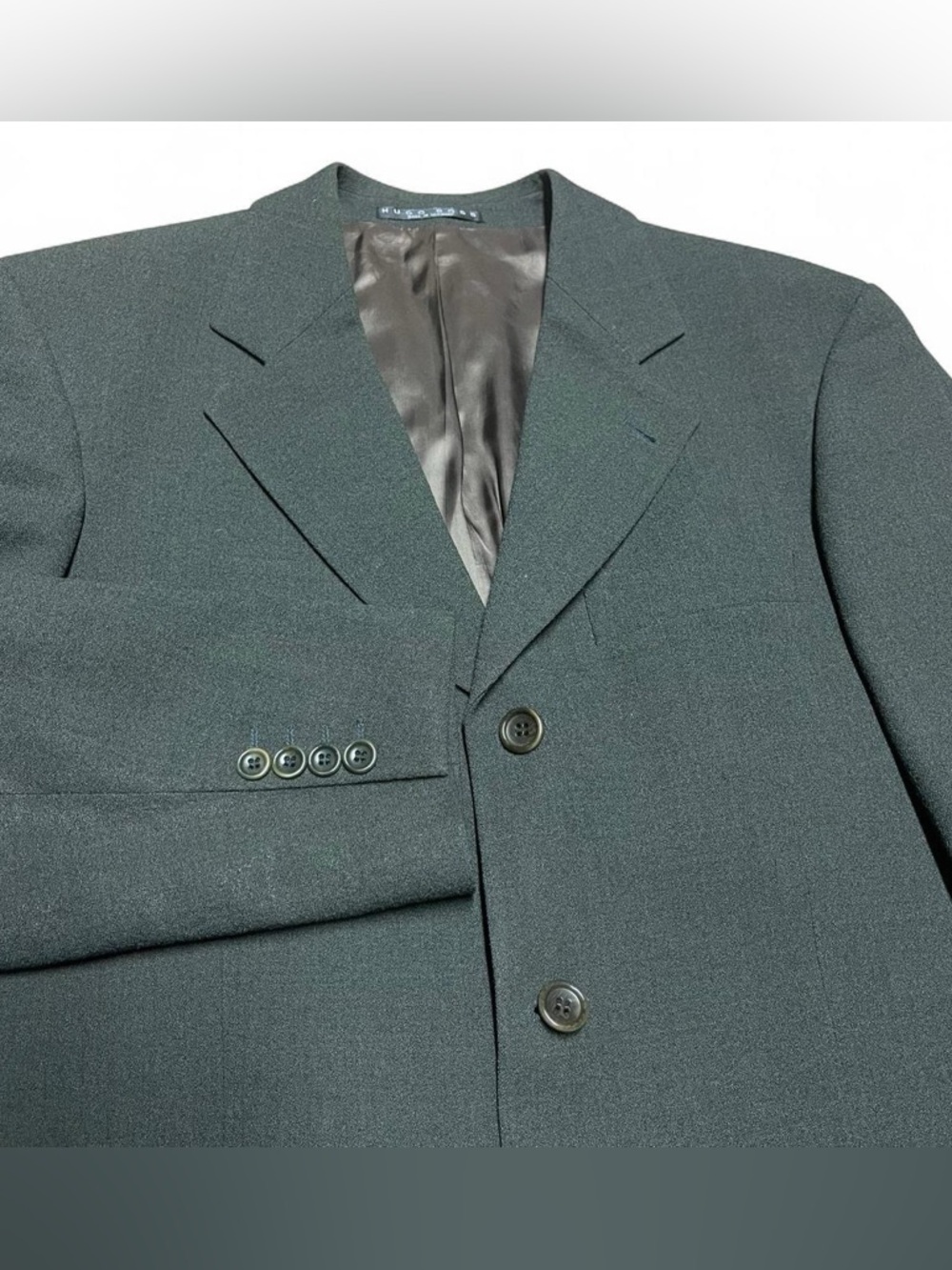 Hugo Boss Blazer Sport Coat Mens 40 R 100% Virgin Wool Dark Green Jacket - Picture 2 of 9